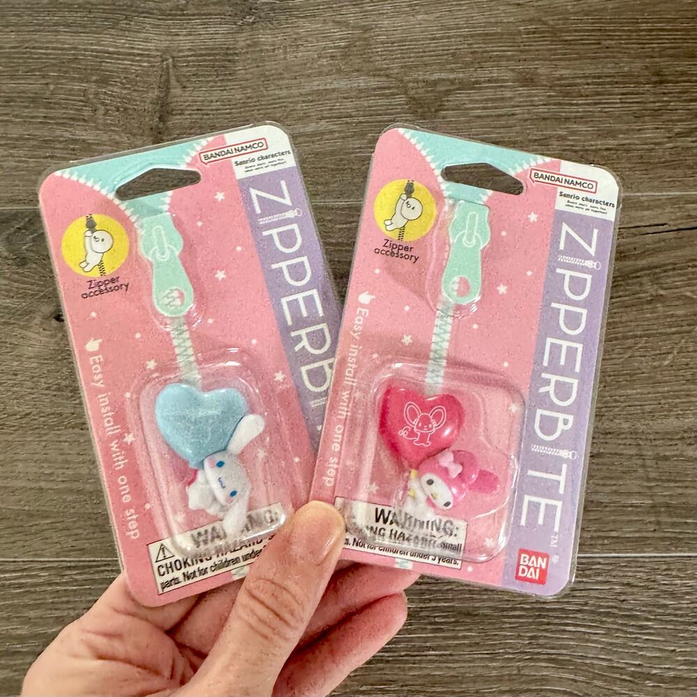 Sanrio Zipperbites My Melody Cinnamaroll Zipper Charm Accessory Bundle of 2 NEW